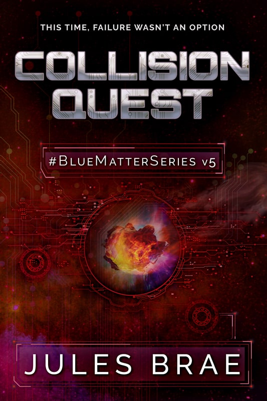cover for Collision Quest, GameLit book, showing flaming asteroid streaming across a reddish orange starfield